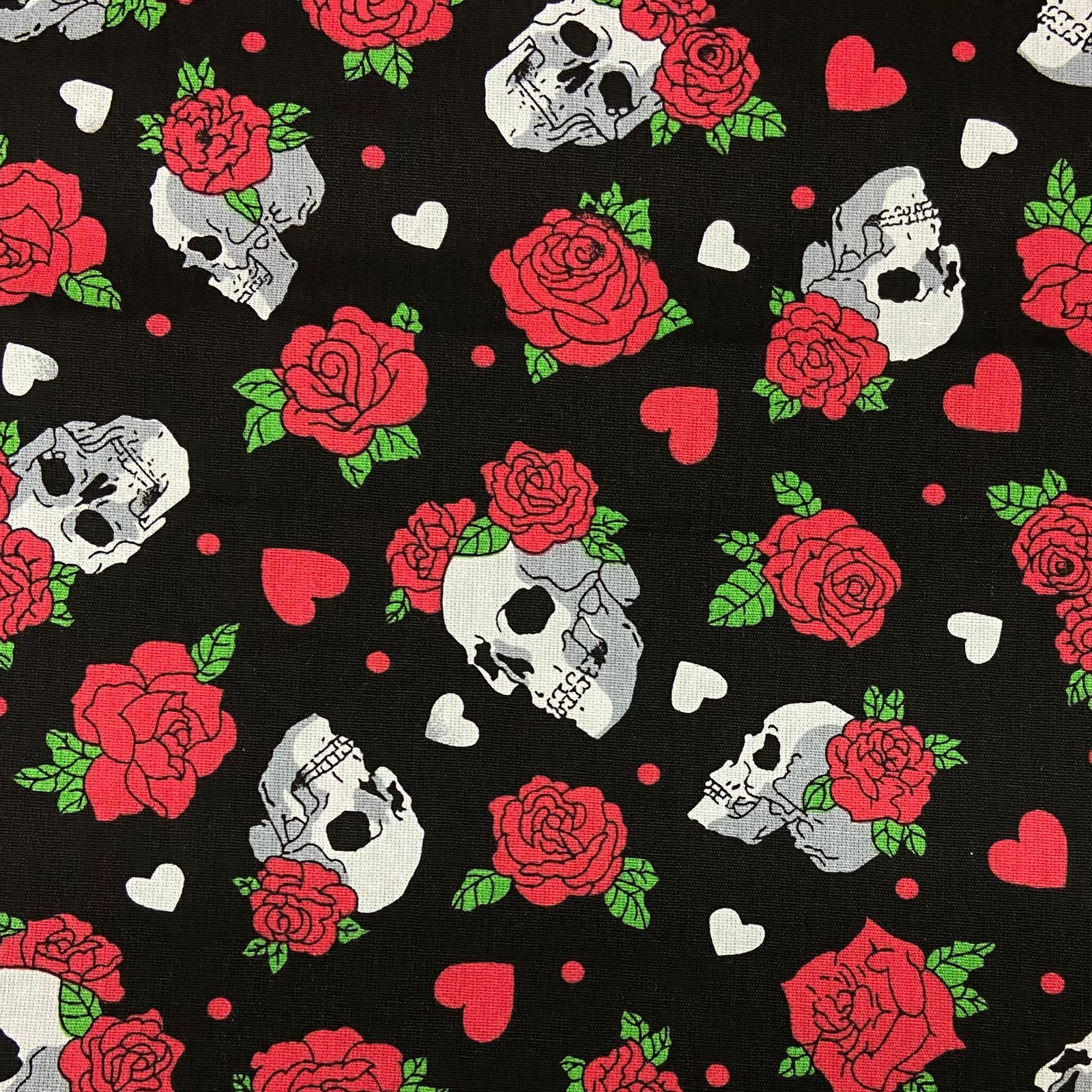 Tricoline Caveira com Rosas LIQUIDA