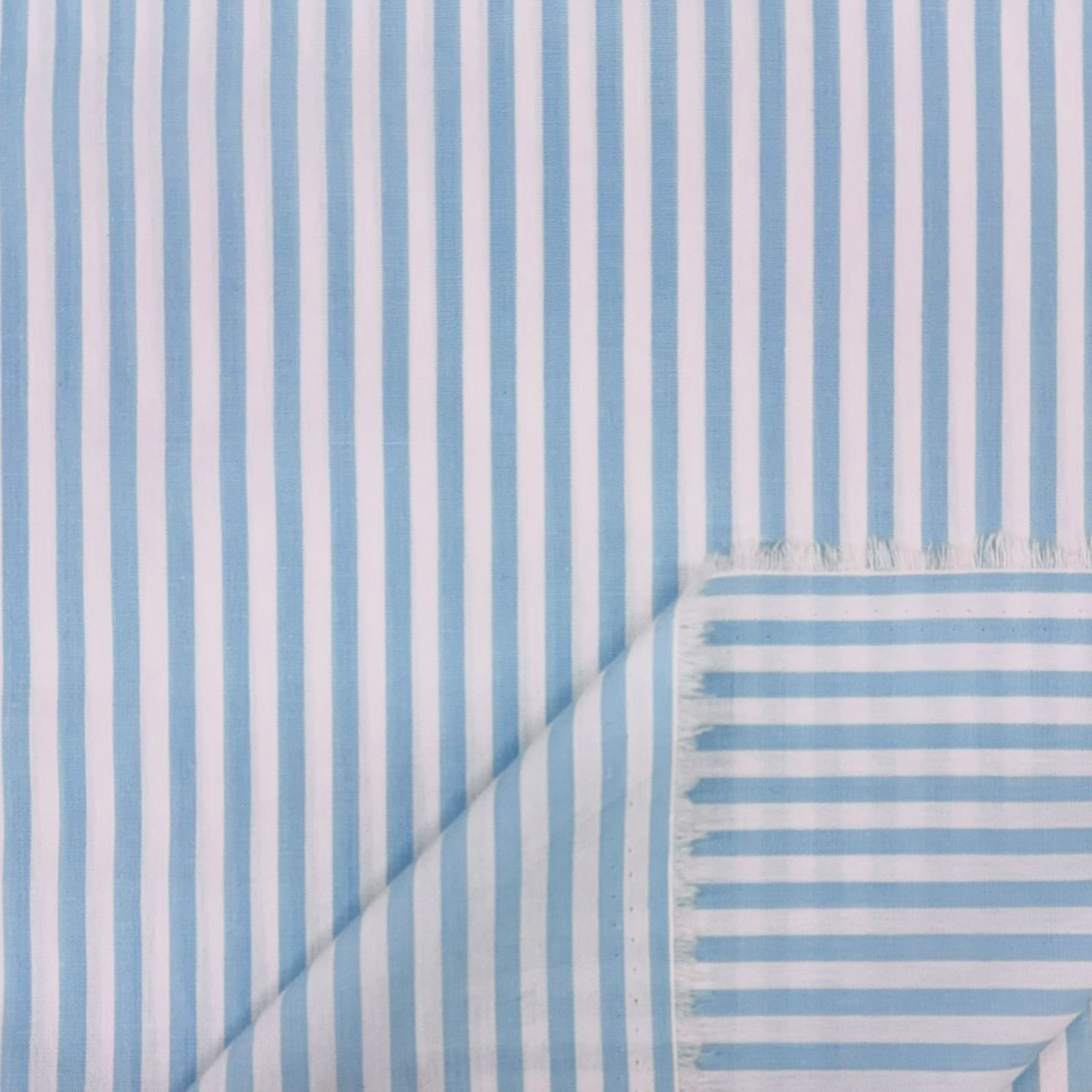 Tricoline Fio Tinto Listrado Azul Bebê