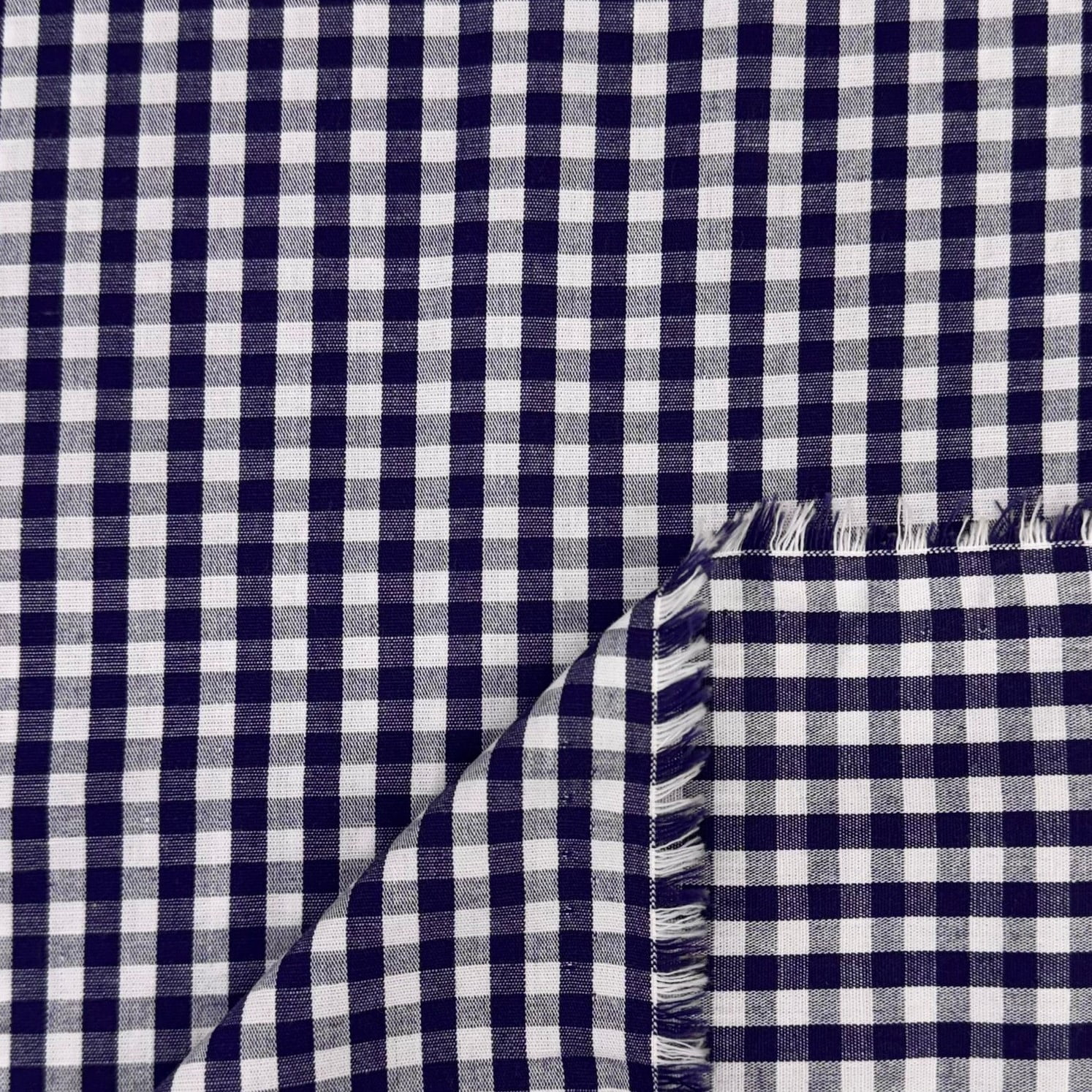 Tricoline Fio Tinto Xadrez Azul Marinho