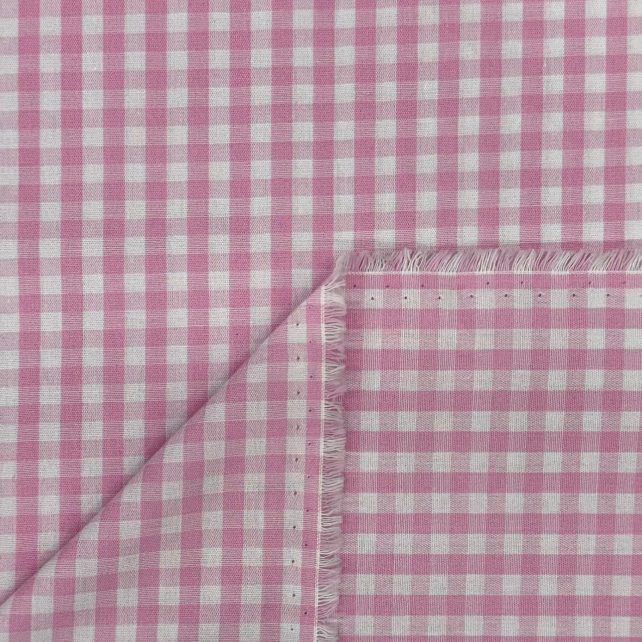 Tricoline Fio Tinto Xadrez Rosa